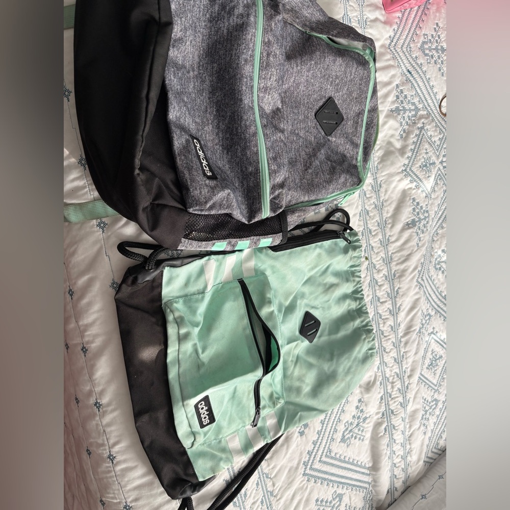 Adidas backpack and a string bag